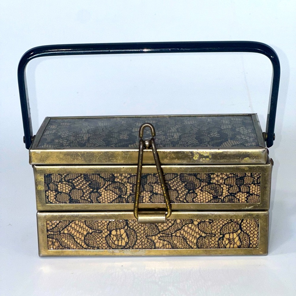 Vintage Metal Purse with Lace